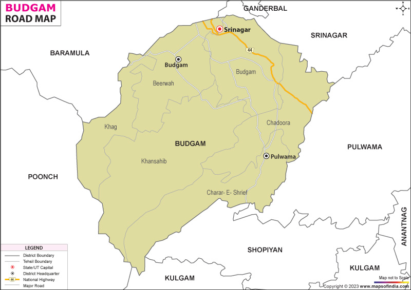 Road Map of Budgam