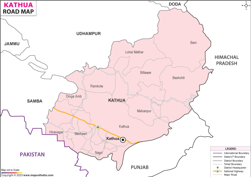 Road Map of Kathua