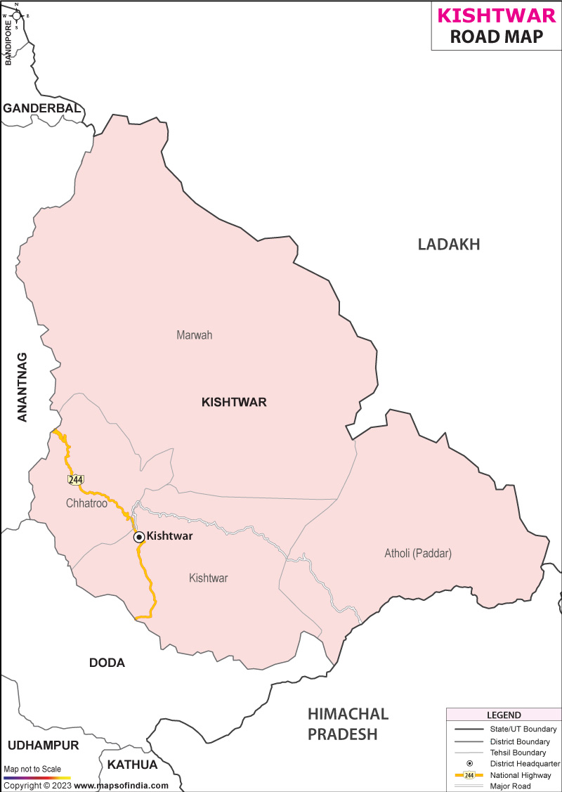 Kishwar Map Kishtwar Road Map