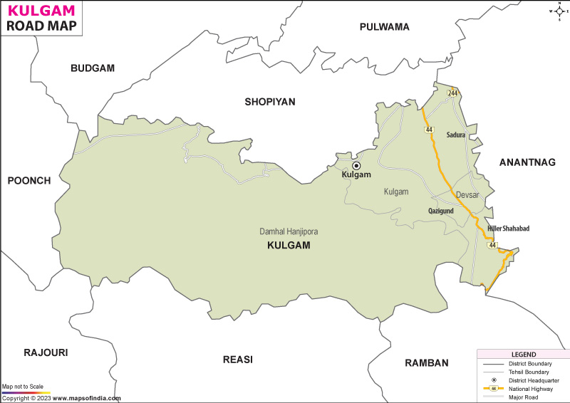 Road Map of Kulgam