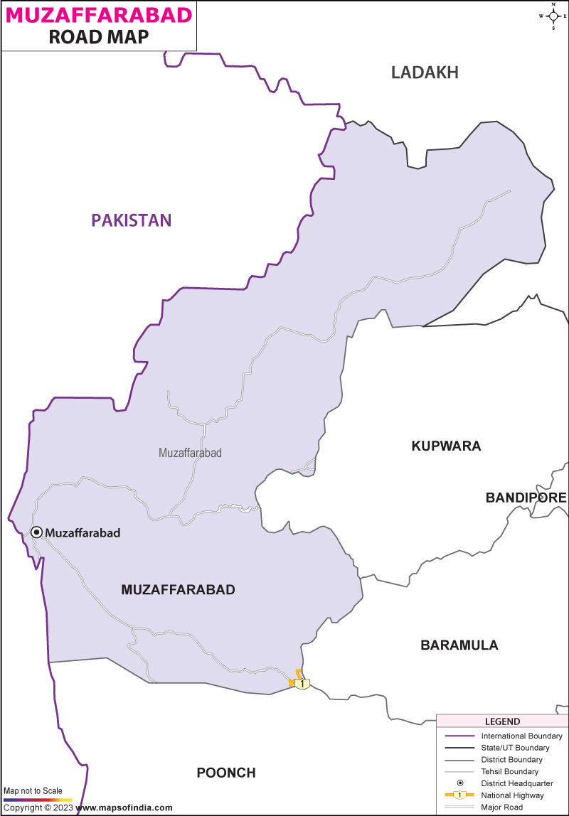 Road Map of Muzaffarabad