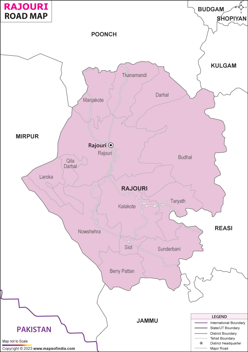 Road Map of Rajouri