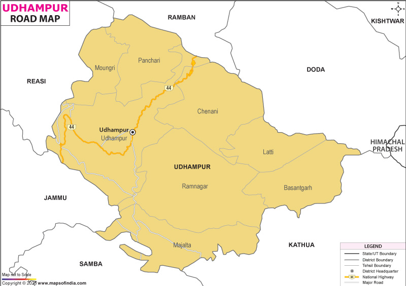 Road Map of Udhampur
