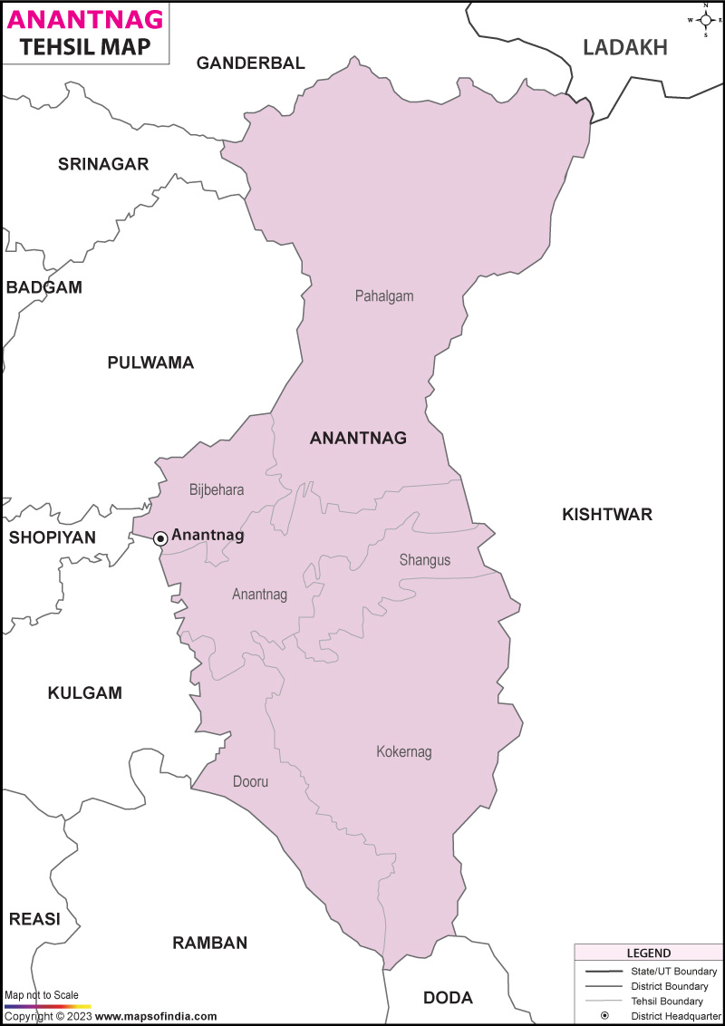 Tehsil Map of Anantnag