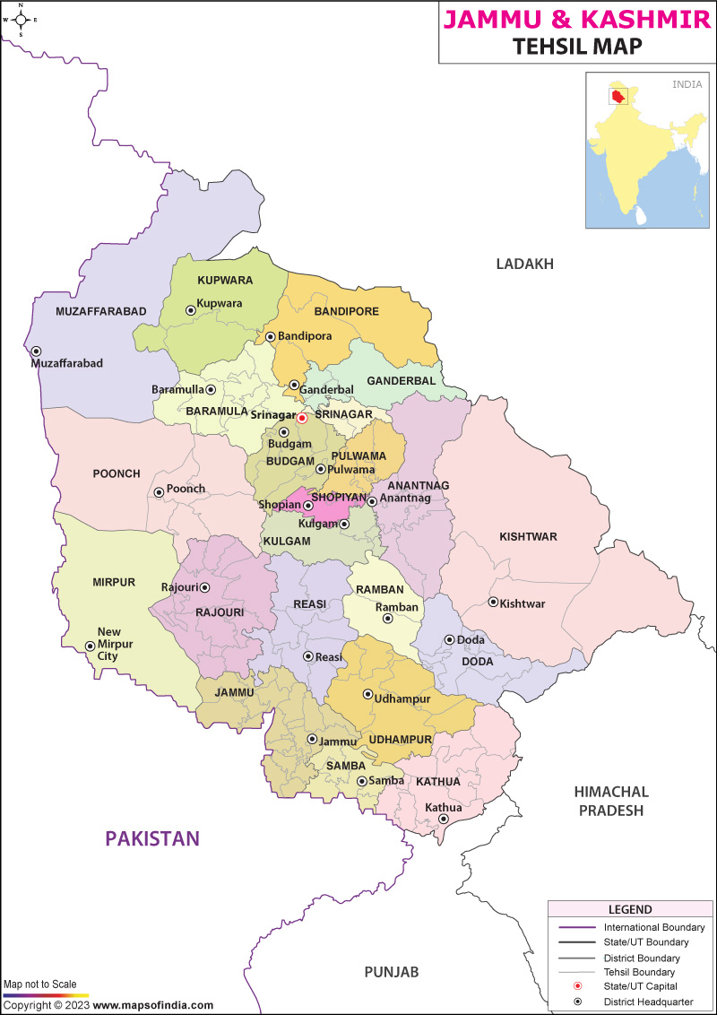 Jammu & Kashmir Tehsil Map