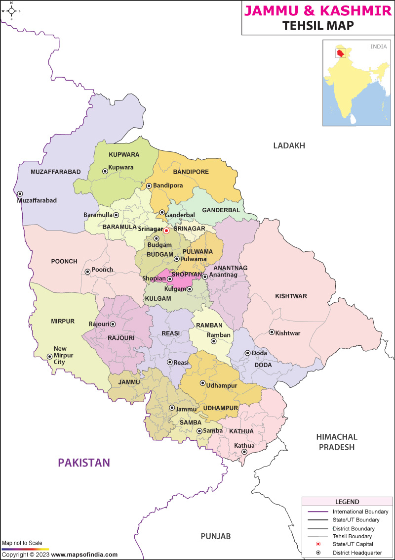 Tehsil Map of Jammu and Kashmir