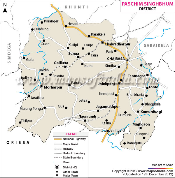 Pashchimi Singhbhum Location Map