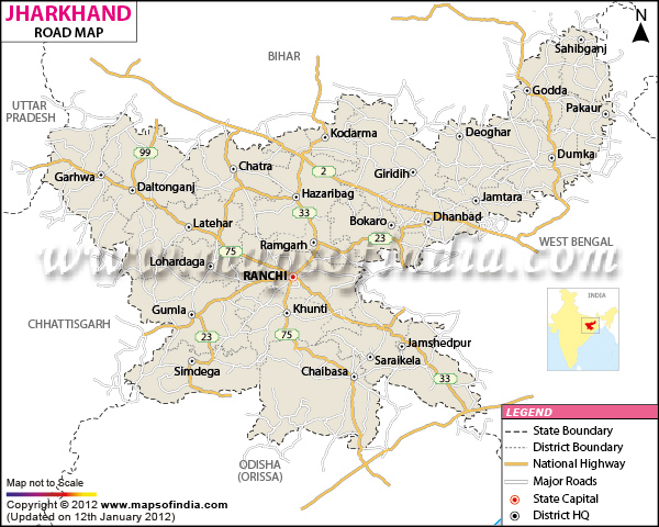 Road Map of Jharkhand
