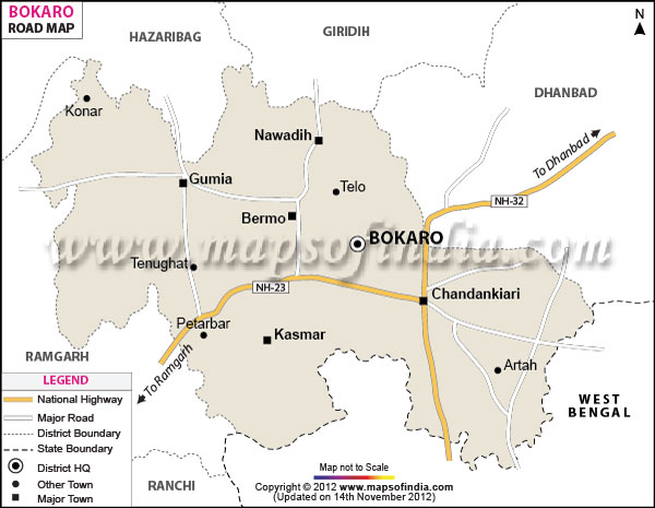 Road Map of Bokaro