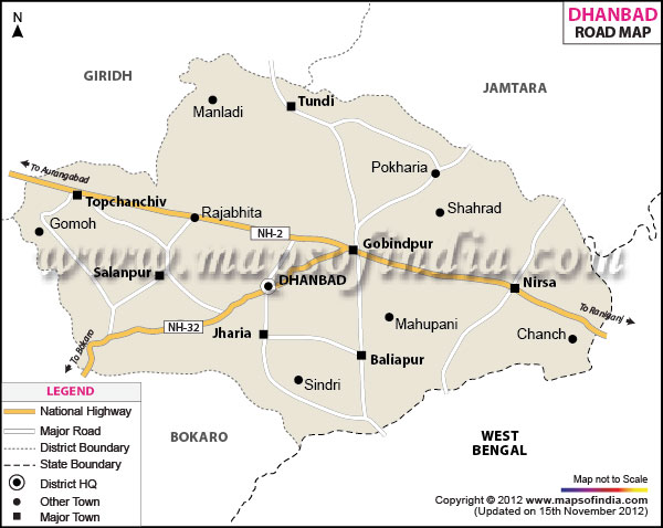 Road Map of Dhanbad