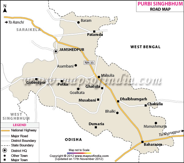 Road Map of East Singhbhum