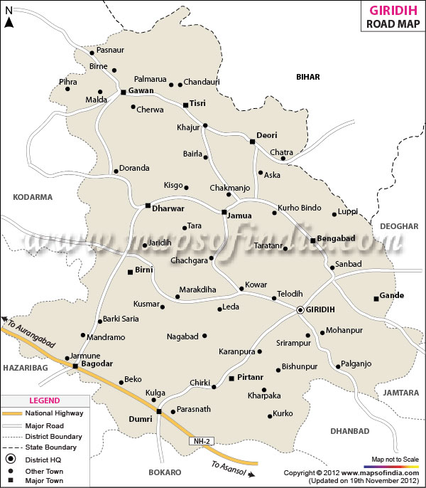 Road Map of Giridih