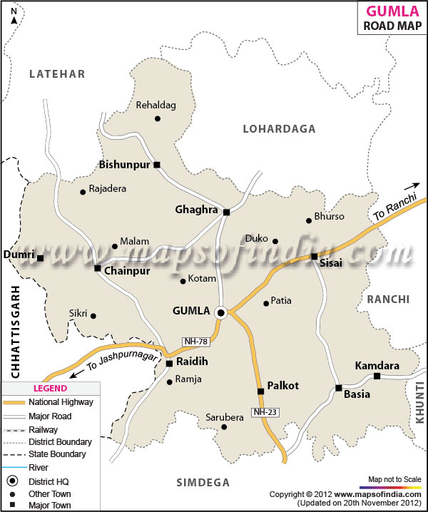 Road Map of Gumla