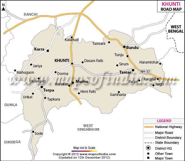 Road Map of Khunti 