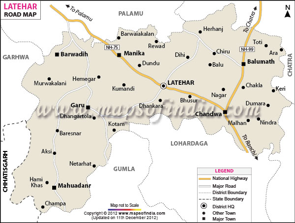 Road Map of Latehar