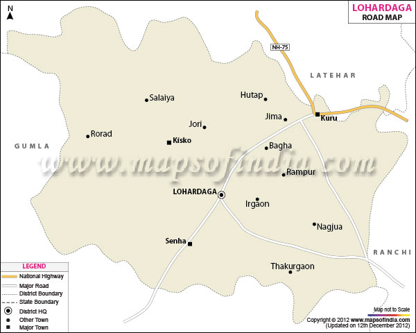 Road Map of Lohardaga