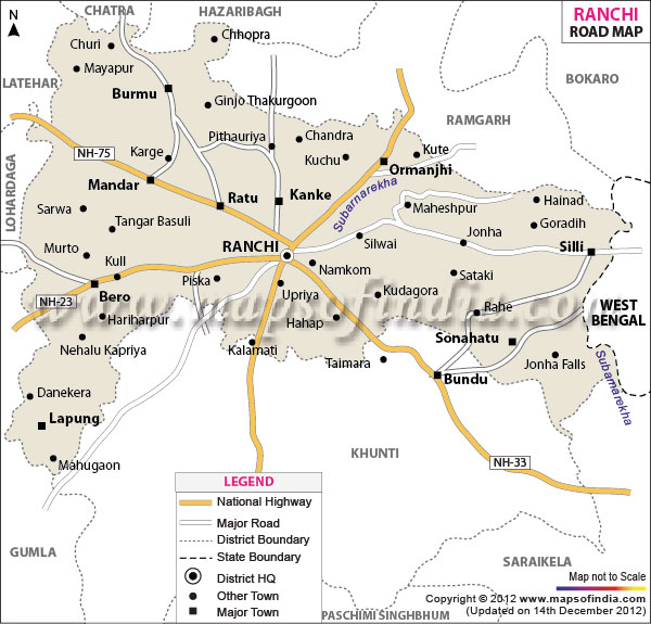 Road Map of Ranchi