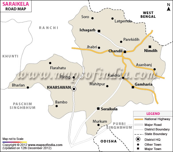 Road Map of Saraikela