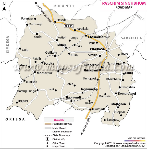 Road Map of West Singhbhum