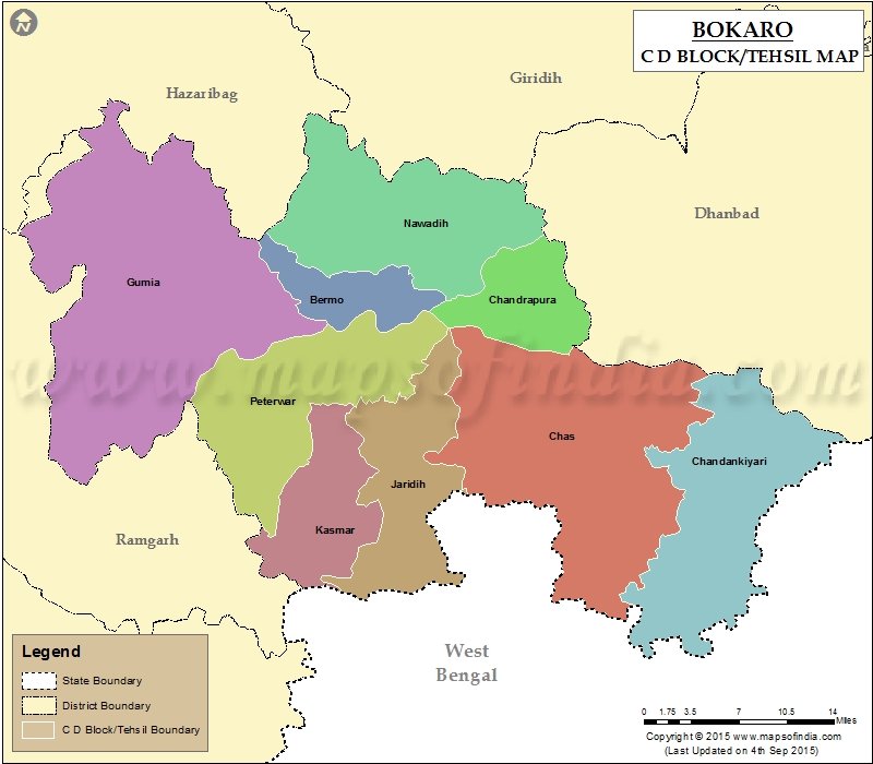Bokaro In India Map Bokaro Tehsil Map