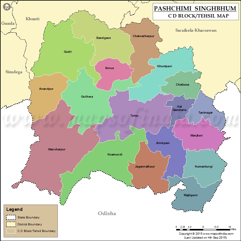 Tehsil Map of Pashchimi Singhbhum