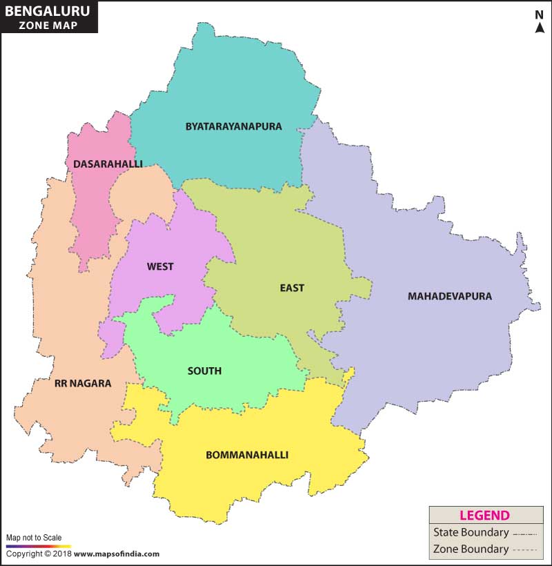 bangalore city limits map Bangalore City Zone Map bangalore city limits map