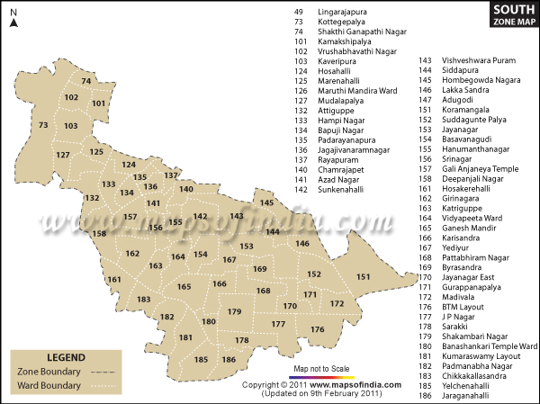 Bangalore South Zone Map