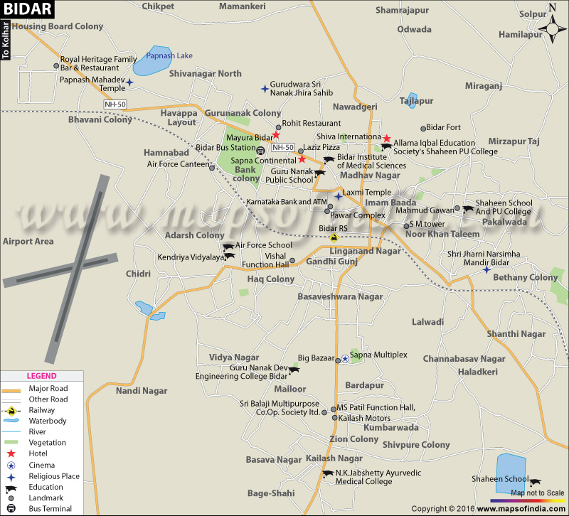Bidar In India Map Bidar City Map