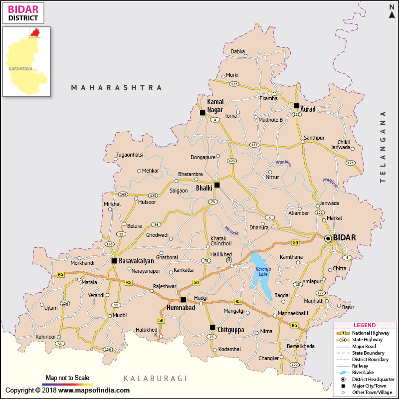 Bidar District Map With Taluka Bidar District Map