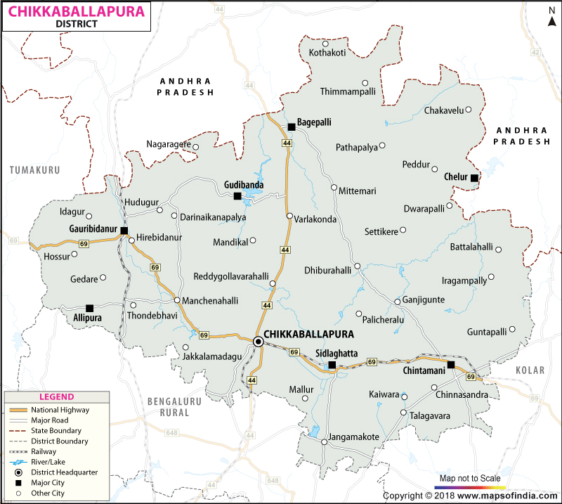 Chikkaballapur In Karnataka Map Chikkaballapur District Map