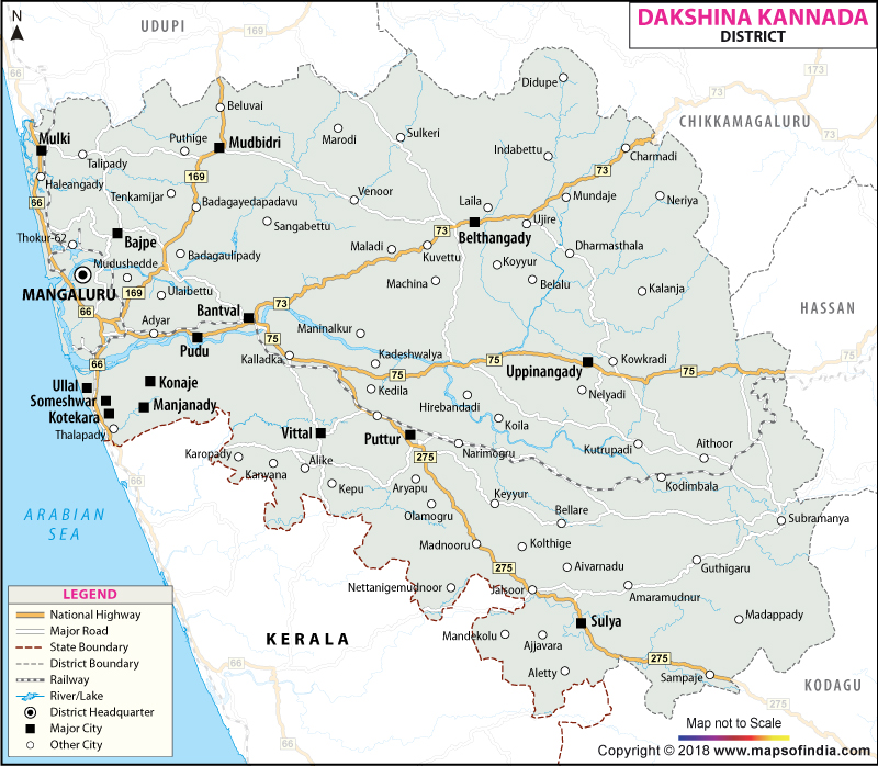 District Map of Dakshin Kannada