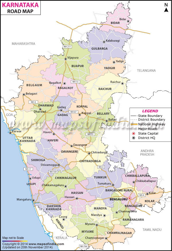road map of karnataka Karnataka Road Map