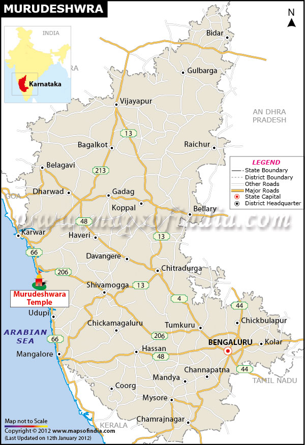 Location Map of Murudeshwara Temple