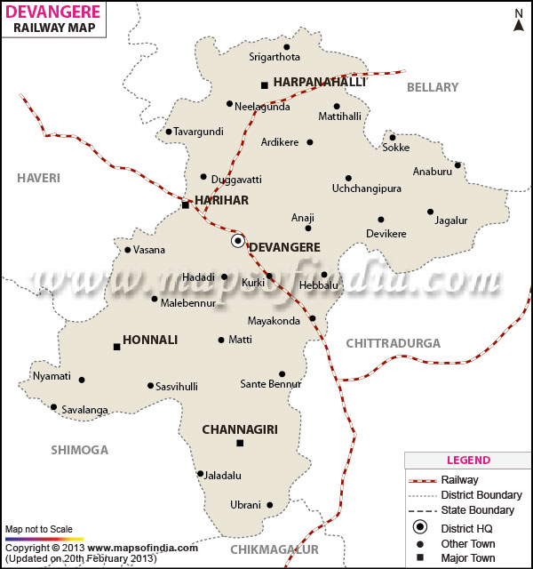 Railway Map of Davangere