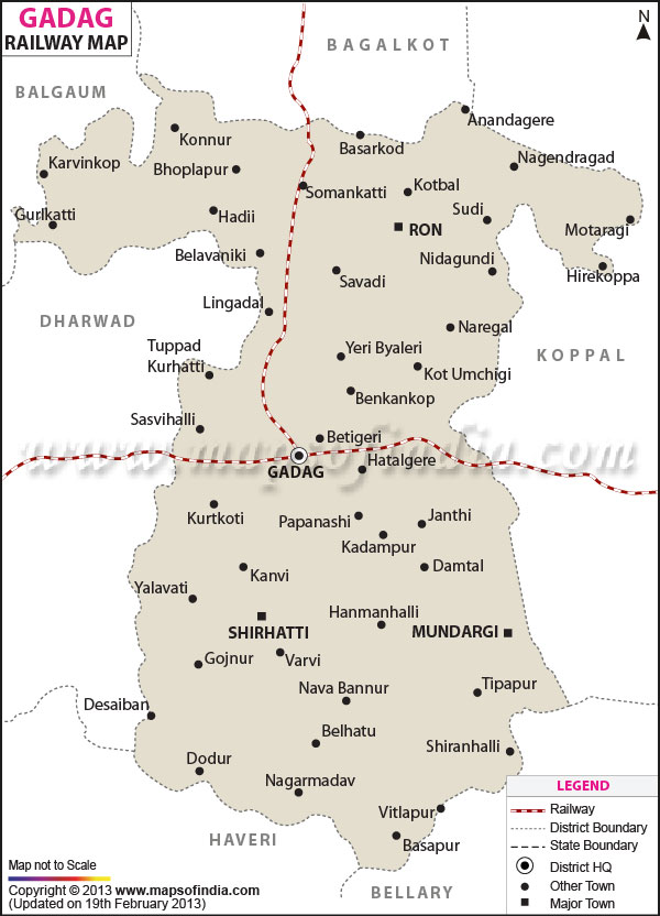 Railway Map of Gadag