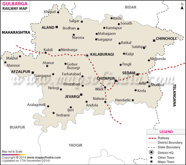 Railway Map of Gulbarga