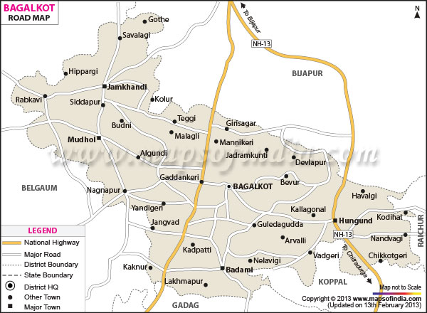 Road Map Of Bagalkot 