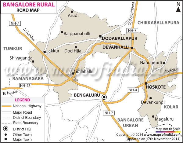 Road Map Of Bangalore Rural 