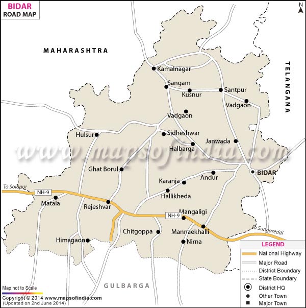 Road Map Of Bidar 