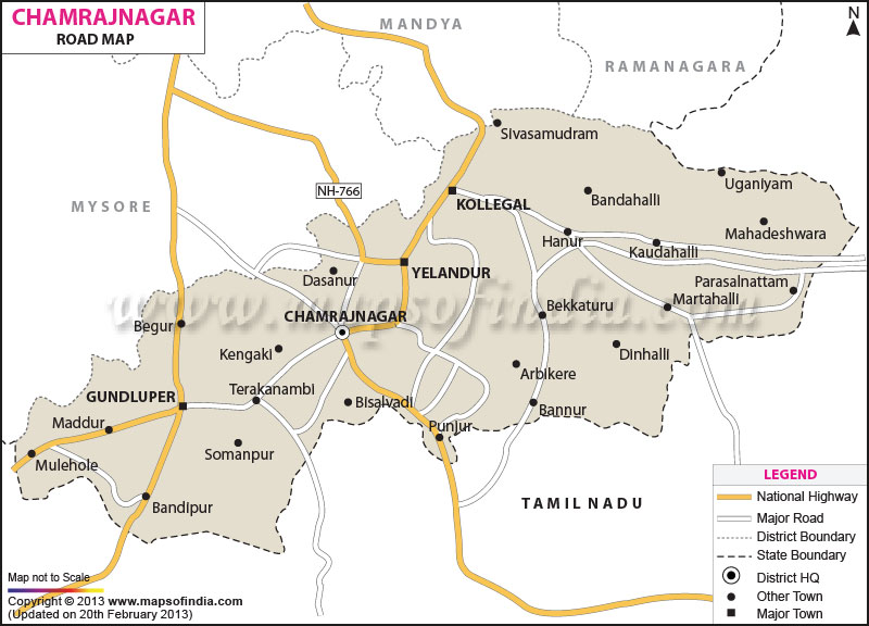 Road Map Of Chamrajnagar 