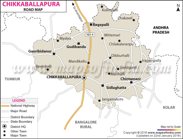 Chikkaballapur In Karnataka Map Chikkaballapur Road Map