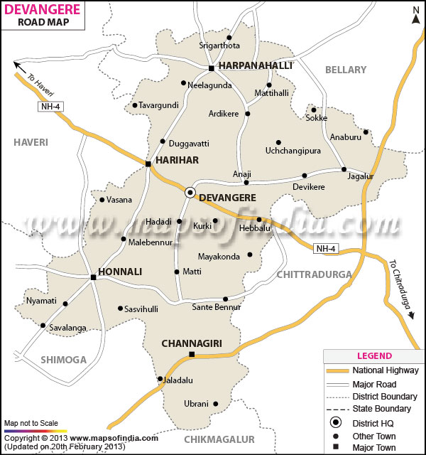 Road Map Of Davangere 