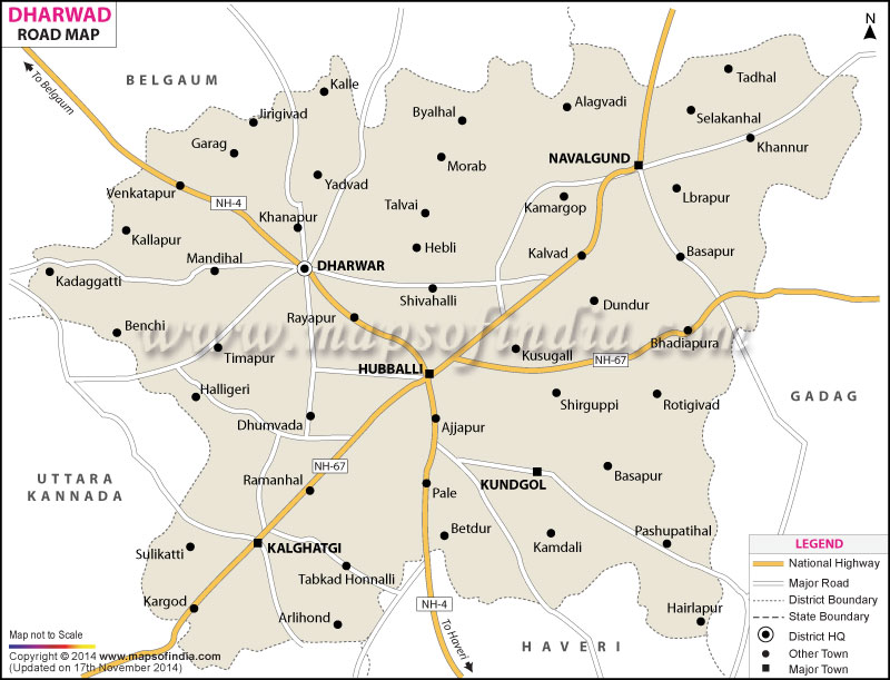 Road Map Of Dharwad 