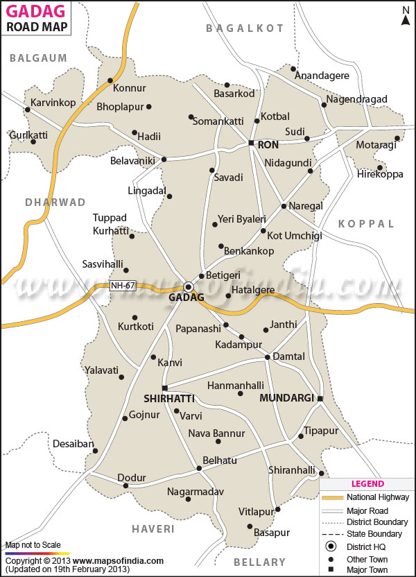 Road Map Of Gadag 