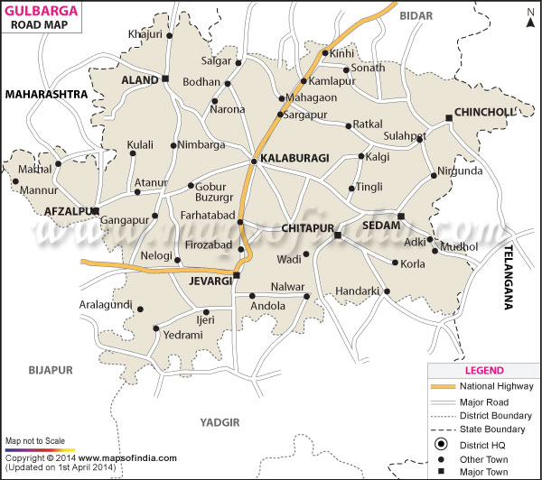 Road Map Of Gulbarga 