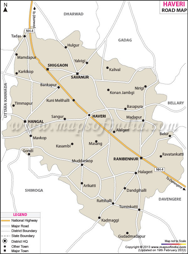 Road Map Of Haveri 
