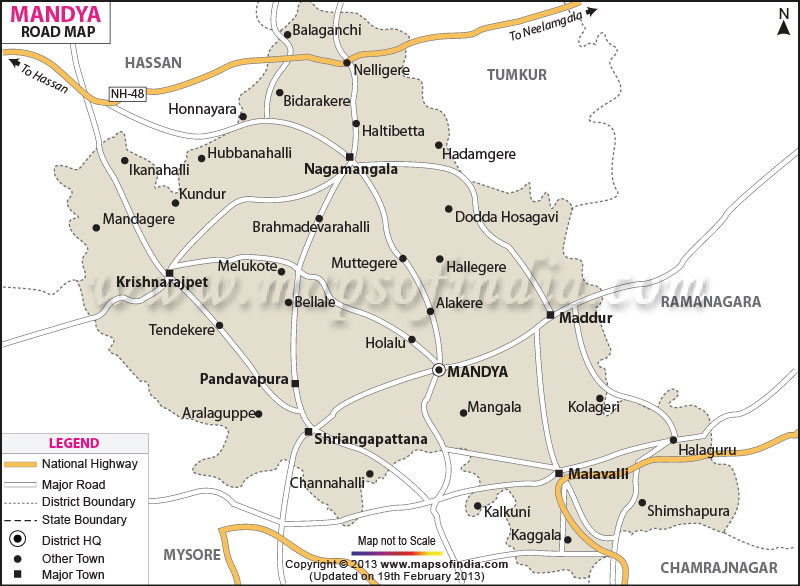 Road Map Of Mandya 