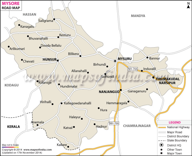 Road Map Of Mysore 