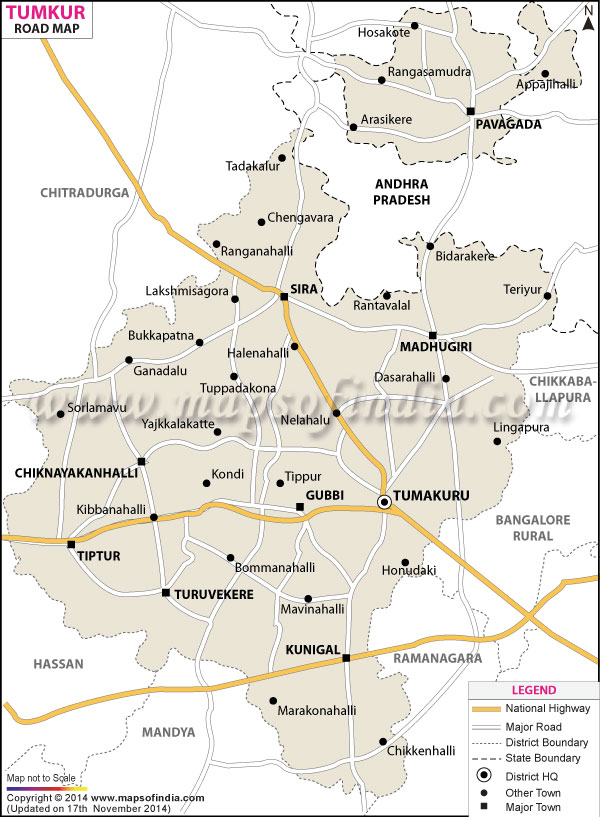 Road Map Of Tumkur 