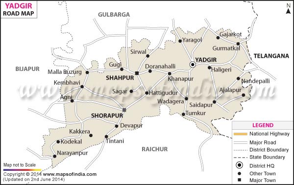 Road Map Of Yadgir 